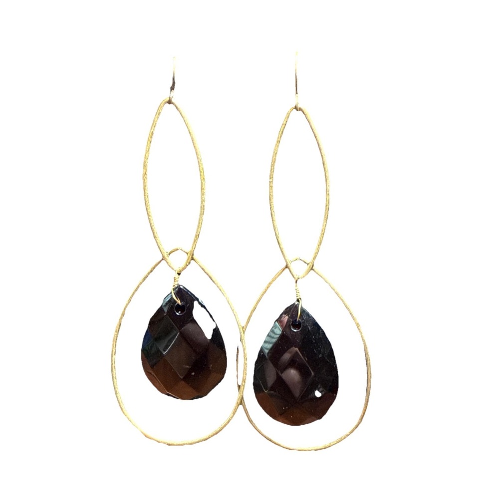 Stella And Dot‎ Dangle Black And Gold Earrings Fashion